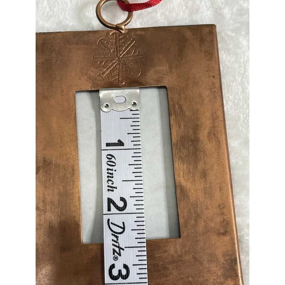 2 Christmas Tree Ornament Photo Picture Frame‎ Metal Snowflake Heavy See Photos